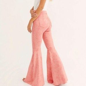 Western Pink High Waisted Bell Bottom Jeans